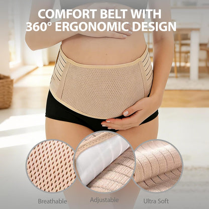 Belly Bands for Pregnant Women, Pregnancy Belly Band, Adjustable Maternity Belly Band, Relieve Lower Back Pelvic Abdomen Pain, Pregnancy Must Haves (Beige)